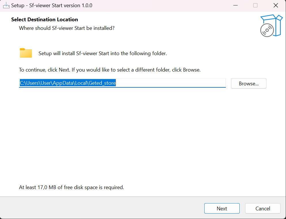 Выбор папки установки